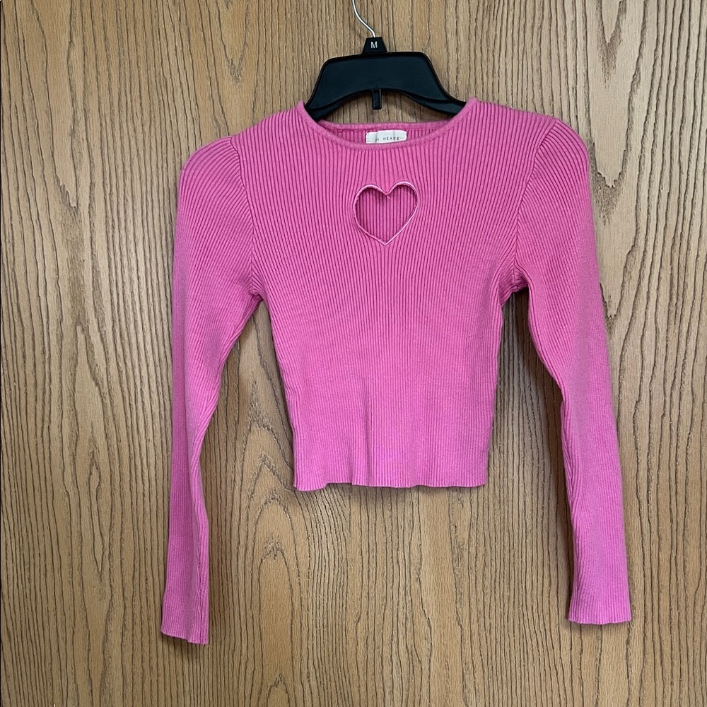 La Hearts Vibrant Pink Ribbed Top